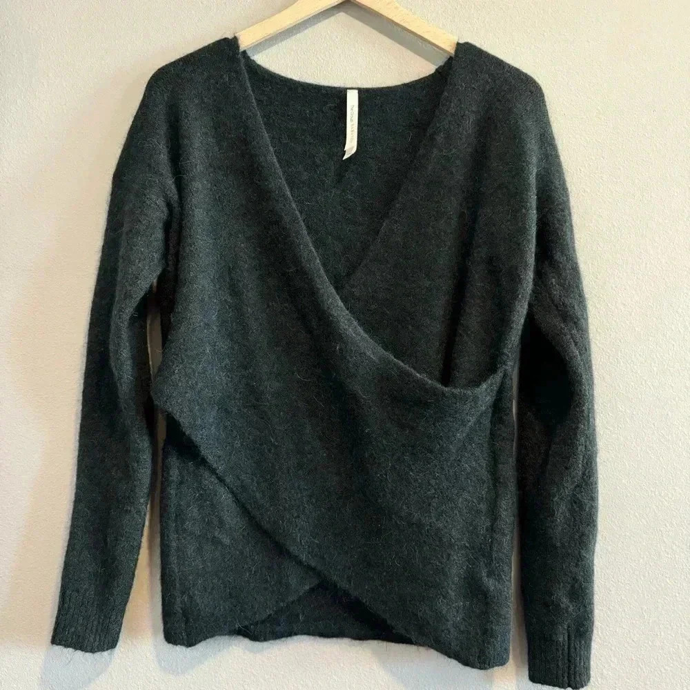Babaton The Group Bandini Wrap Criss Cross Sweater Alpaca Wool  XXS